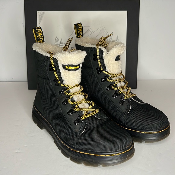 Martens Black Combs Fur Line Boots Women's Size 10 EU 42